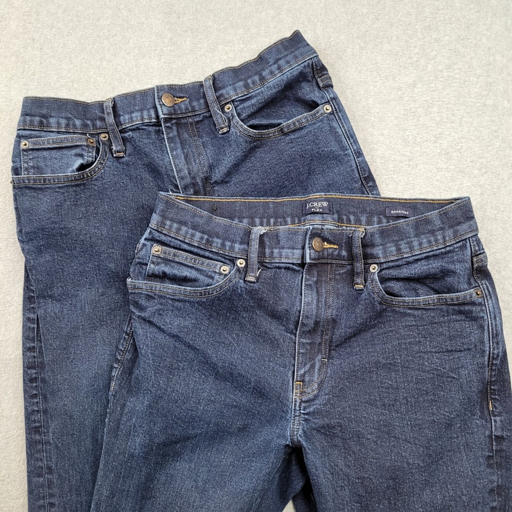 J.Crew‎ Straight Jeans Mens 30x30 Bundle Dark Indigo Flex Stretch Denim Casual